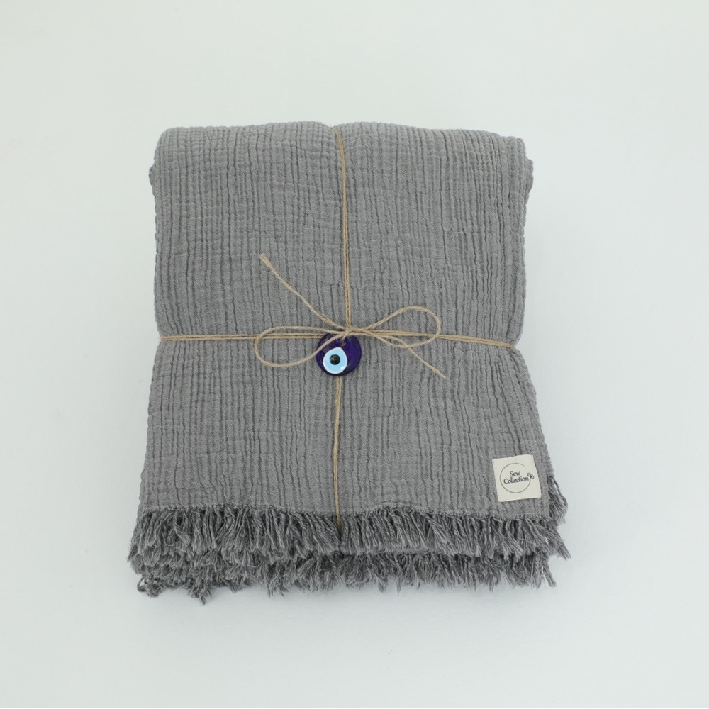 Gray Textured Throw Blanket